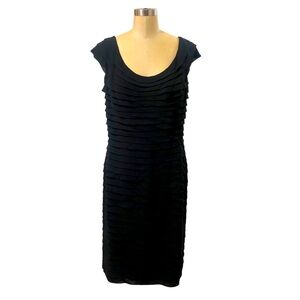 ADRIANNA PAPELL Sleeveless Career Cocktail Layer‎ Dress Black Size 14 classic